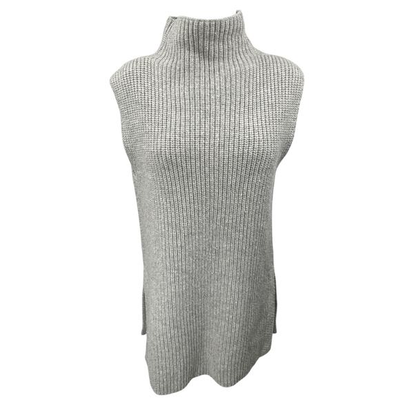 Raffi Women's Gray Wool Sleeveless Chunky Knit Turtleneck Mini Sweater Dress M - Picture 1 of 4